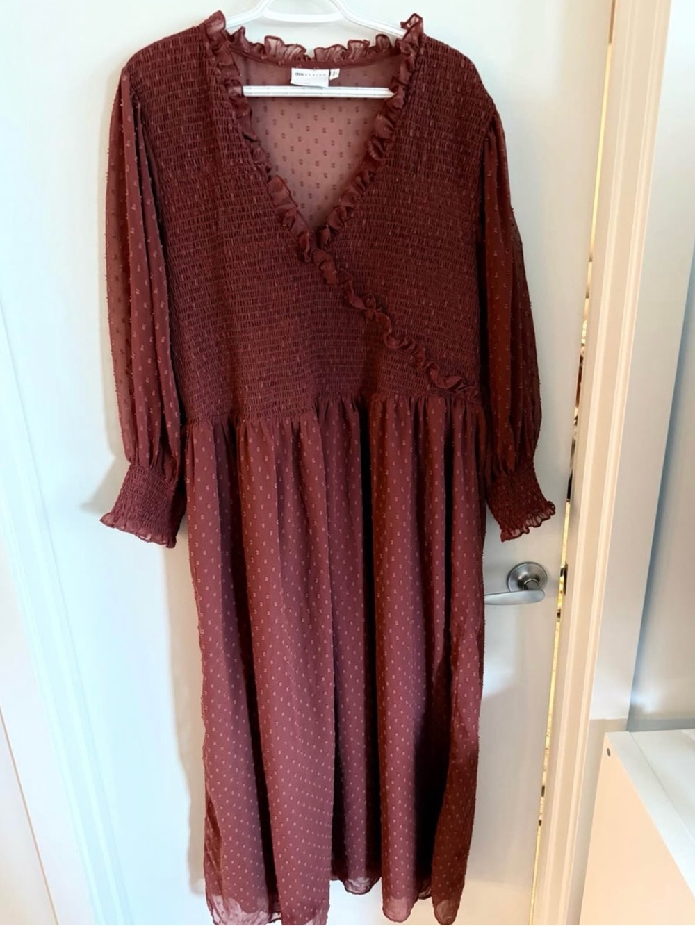 ASOS Curve Rust Smocked Maxi Dress - Picture 2 of 4